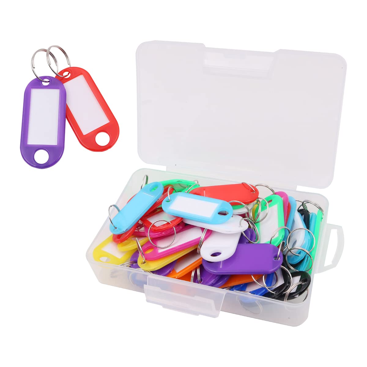 WANGCL 50 key fobs that can be written on with labels key fobs and key plates with ring for Home Office Pet ID Luggage Tag