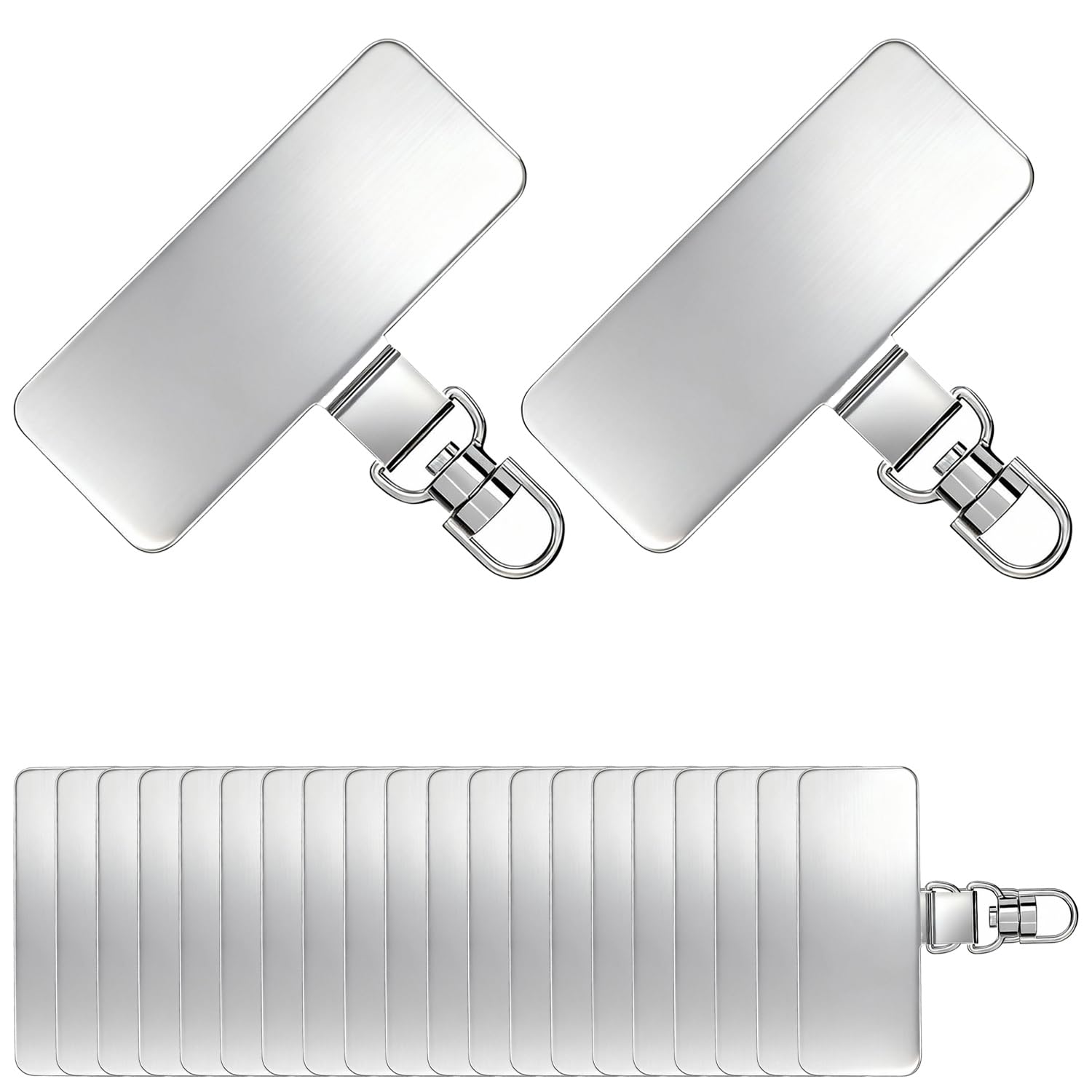 20 Pack Phone Tether Tab for Lanyard & Strap, Stainless Steel, 0.3mm Ultra Thin, Waterproof, No Tarnish (Rotatable)