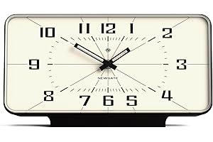 NEWGATE® ‘Planet’ Large Retro Rectangular Mantel Clock in a Soft Silicone case with 3D Moulded Acrylic Lens, in Black. with Silent Sweep Movement. Ideal for mantels, Tables and desks.
