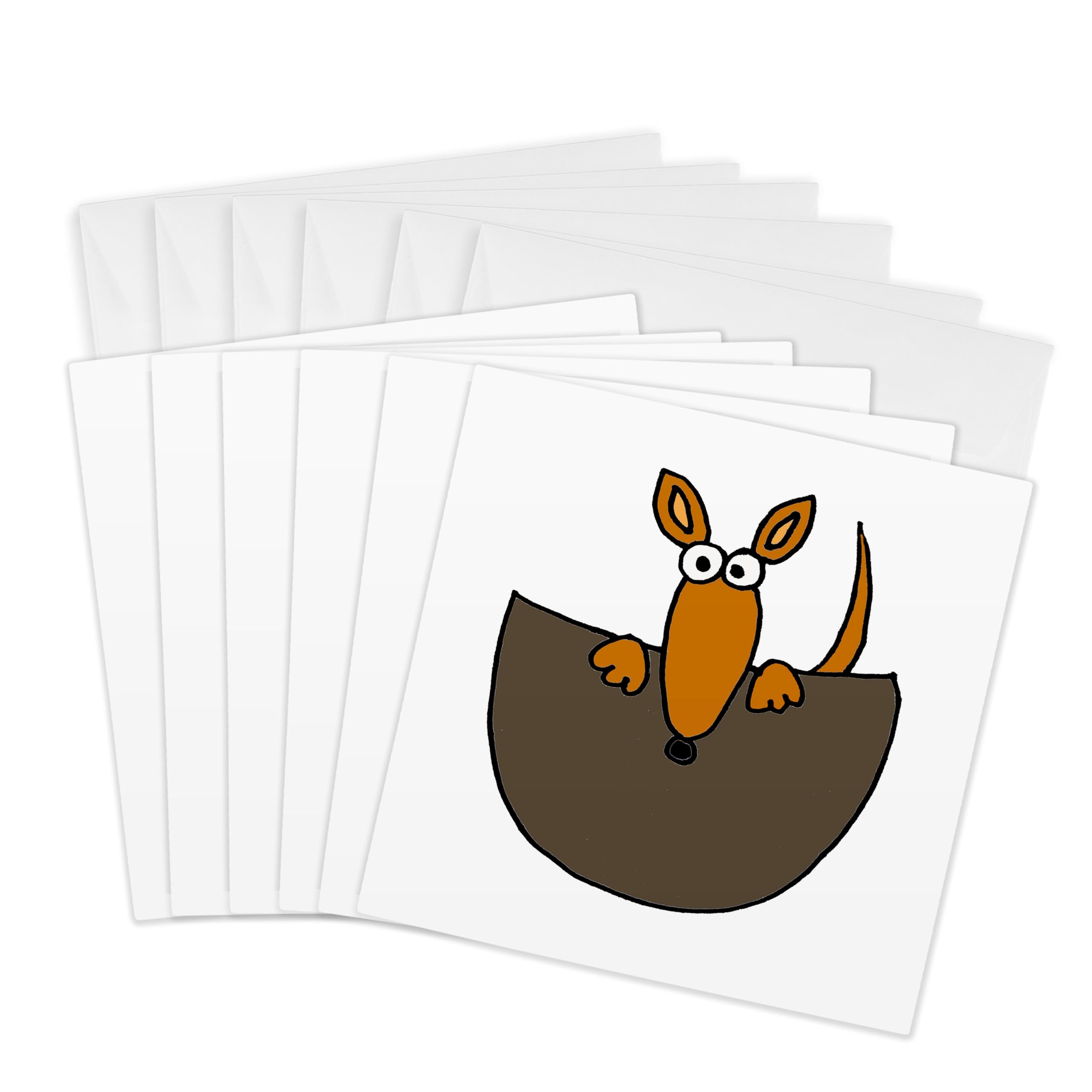 3dRose gc_240624_1 6 x 6-Inch "Funny Baby Kangaroo in Pouch Cartoon" Greeting Card (Pack of 6)