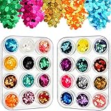 Tatuo 24 Pieces Chunky Glitter Hexagon Nail Sequin Cosmetic Iridescent Flakes with Clear Storage Box for Makeup Hair Nail Face Body