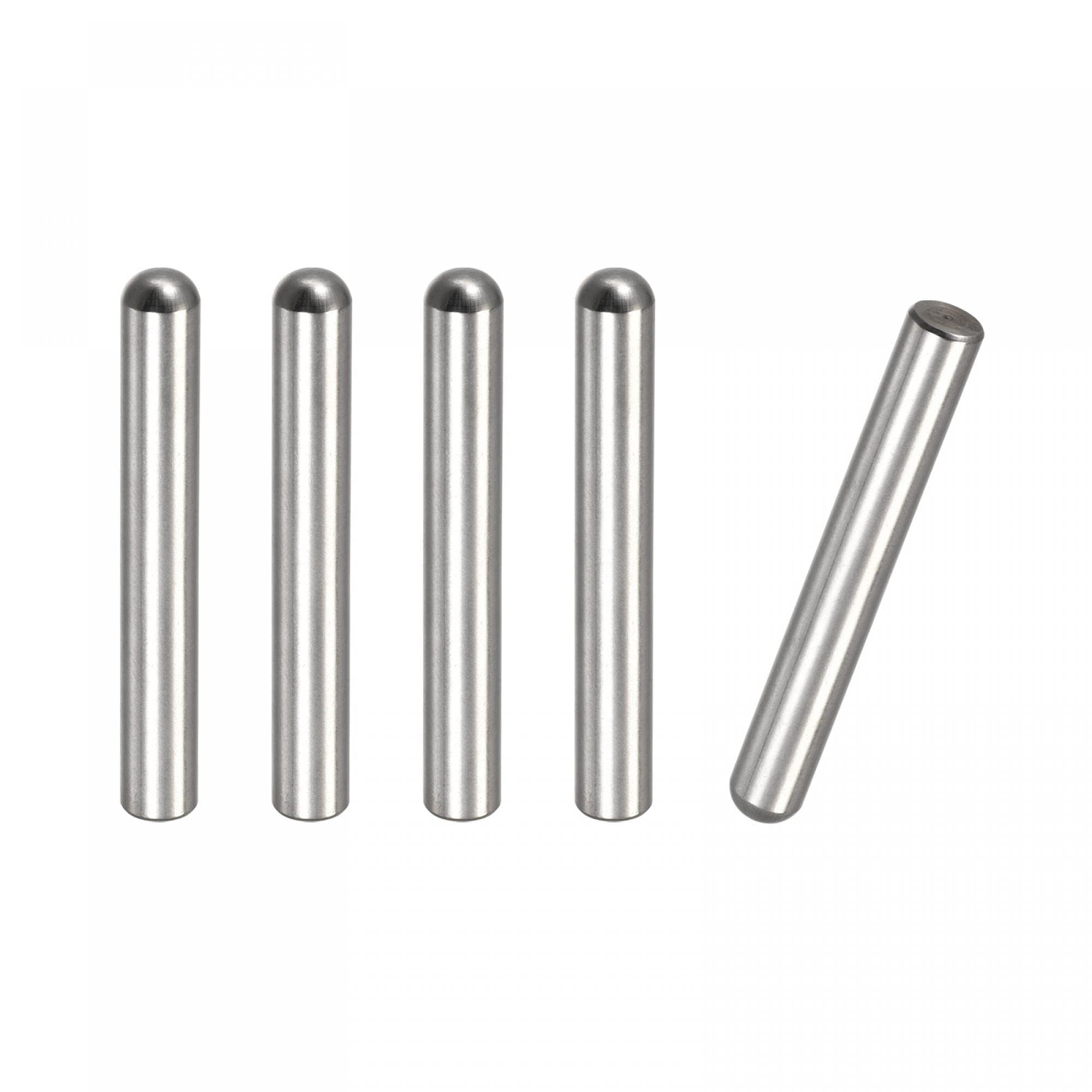 TOP-VIGOR 5Pcs 8mm x 60mm Dowel Pins, 304 Stainless Steel Round Head Flat Chamfered End Shelf Pegs Support Fasten Elements Silver Tone
