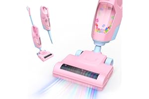 Toy Choi's 2-in-1 Kids Vacuum That Really Works - Toy Vacuum for Toddlers with Sound Effects, Pretend Play Kids Vacuum Cleaner, Household Housekeeping Toys for Boys Girls (Pink)