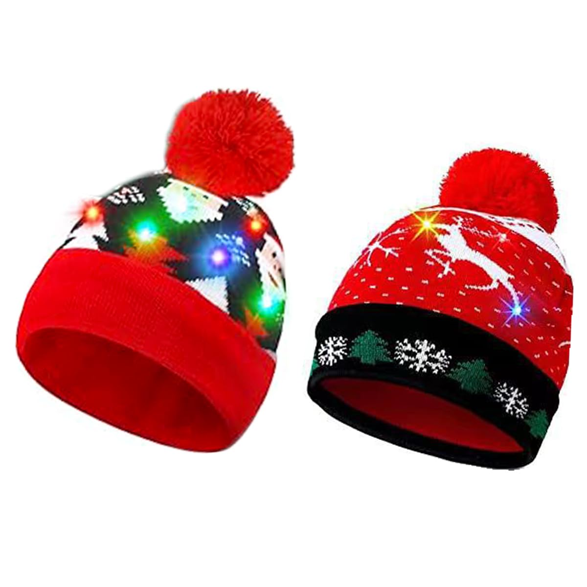 Photo 1 of **LIGHTS DO NOT WORK** Liecho 1 Pack LED Light Up Hat Beanie Knit Cap, Unisex Winter Snow Hat Sweater Ugly Holiday Party Beanie Cap,with 6 Colorful Lights LED