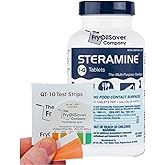 Steramine 1 Bottle Sanitizer Tablets w/15x QT-10 Test Strips, 150-Count | Multi Purpose Steramine Sanitizing Tablets for Food Contact Surface, Kitchen, Restaurant and Commercial Use Every Day