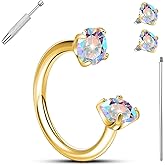 limerencia Horseshoe Nose Rings - 18G Titanium Cubic Zirconia Nose Ring,Half Hoop for Women Men, Septum Lip Rings Cartilage Helix Tragus Daith Earrings, Piercing Jewelry