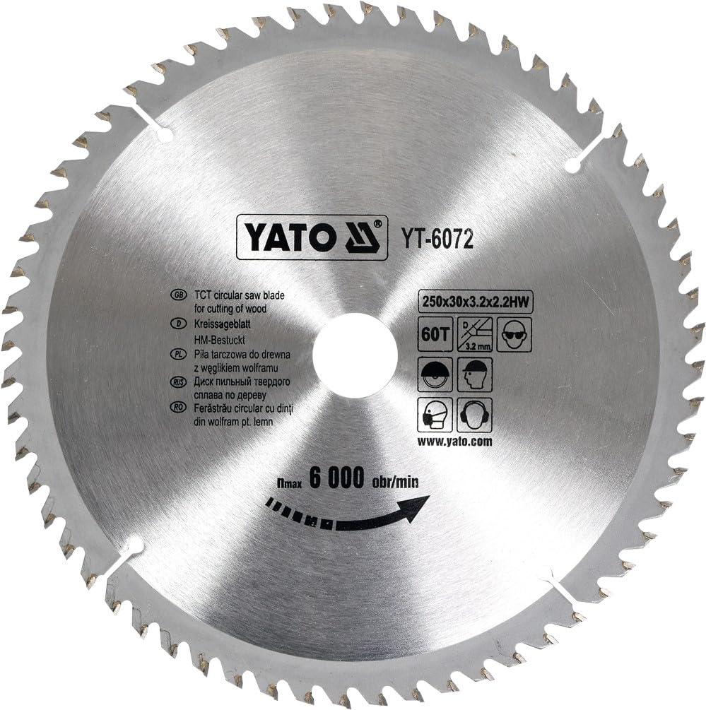 Yato professional TCT circular saw blade 250 mm, 60 teeth 30 bore (YT-6072)
