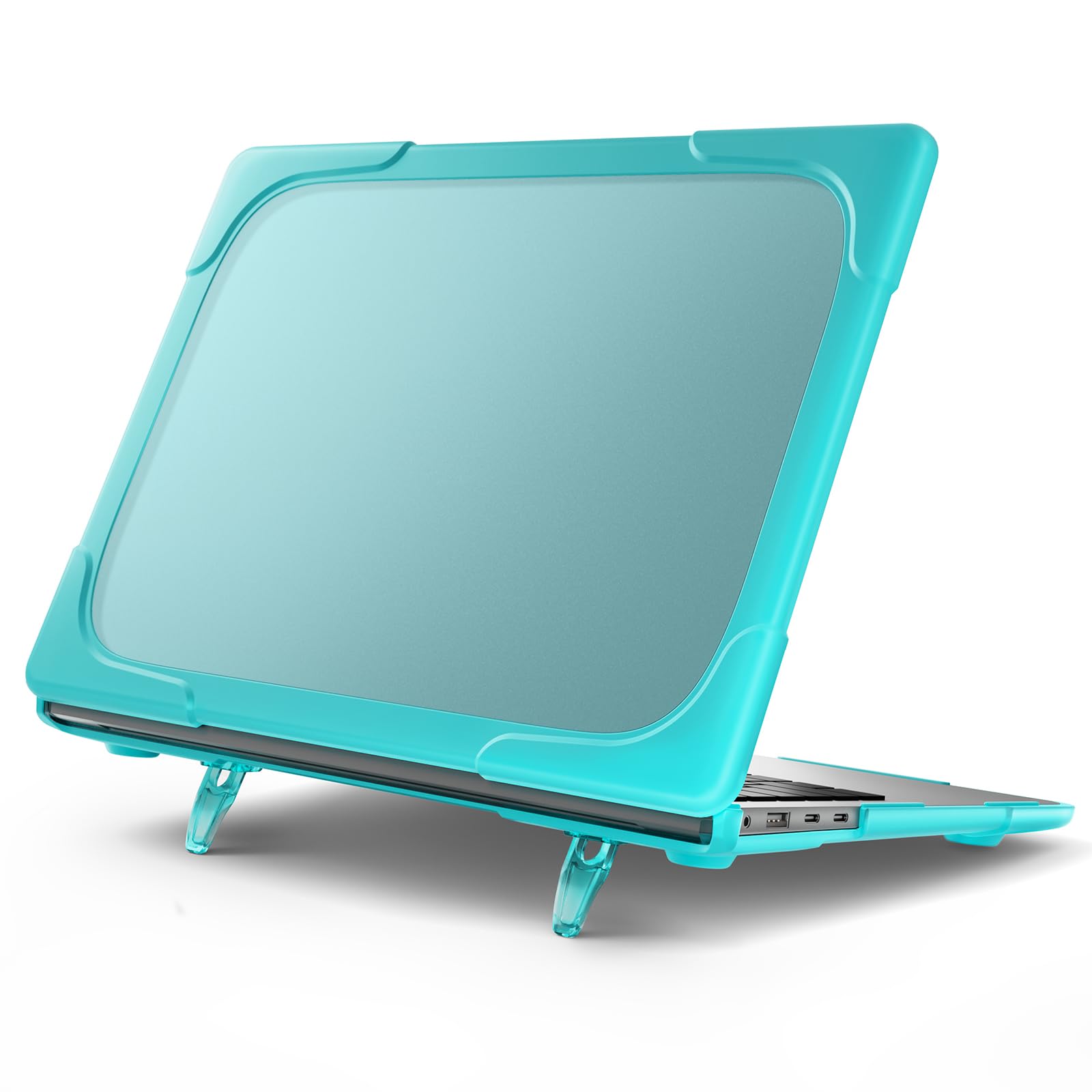Photo 1 of FONREST Hard Shell Case for Microsoft Surface Laptop 7 13.8-inch 2024 (Model: 2036) Shockproof Heavy Duty Matte Translucent Anti-Fingerprint Protective Cover with TPU-Covered Edge, Kickstand (Teal)