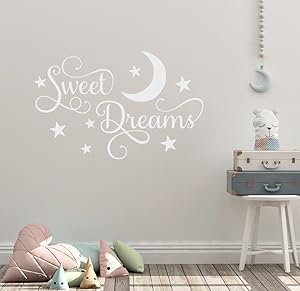 24"x14" Sweet Dreams Little One Bedtime Sleep Nap Moon Stars Dreaming Nursery Wall Decal Sticker Art Mural Home Decor