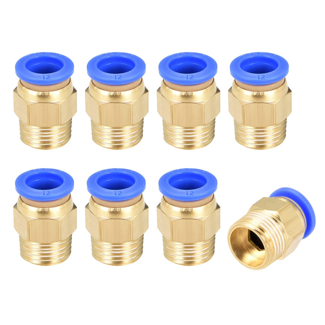 sourcing map Straight Pneumatic Push to Quick Connect Fittings G3/8 Male x 12mm Tube OD 8pcs