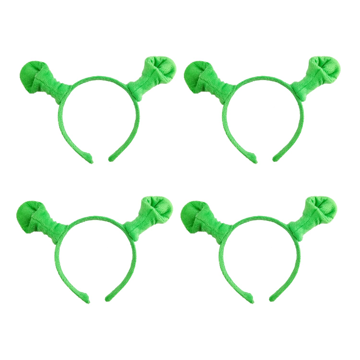 Miaija 4Pieces Green Ear Headbands Funny Ears Hair Band Cute Plush Cosplay Themed Party Accessories for Adult Kids Halloween