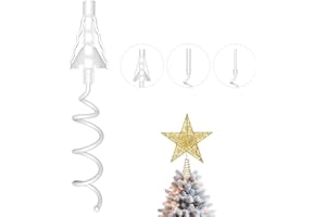 IPOOLTENG Christmas Tree Topper Holder - Twist On Universal Stabilizer with Adjustable Attachments. Secure Lock for Treetop Ornaments, Fits Most Basic Tree Types & Topper Bases (White)