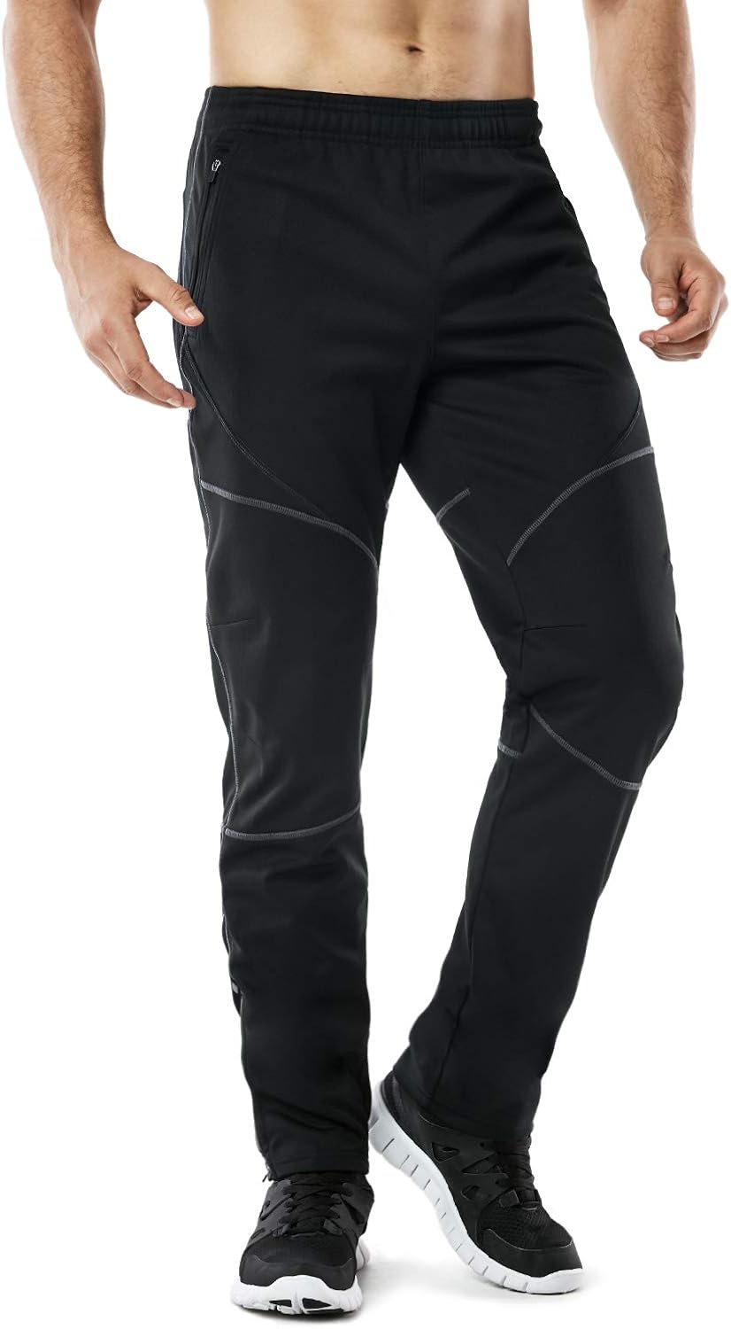 TSLA Men's Thermal Windproof Cycling Pants, Fleece Lined Outdoor Bike Pants, Winter Cold Weather Running Pants : Clothing