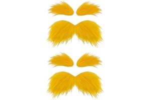 BLVOCHNNT 2 Sets Yellow Mustache and Eyebrows,Halloween Self Adhesive Faux Beard Set,Fake Novelty Cosplay Costume Accessories for Halloween Christmas Party,Adult,Kids