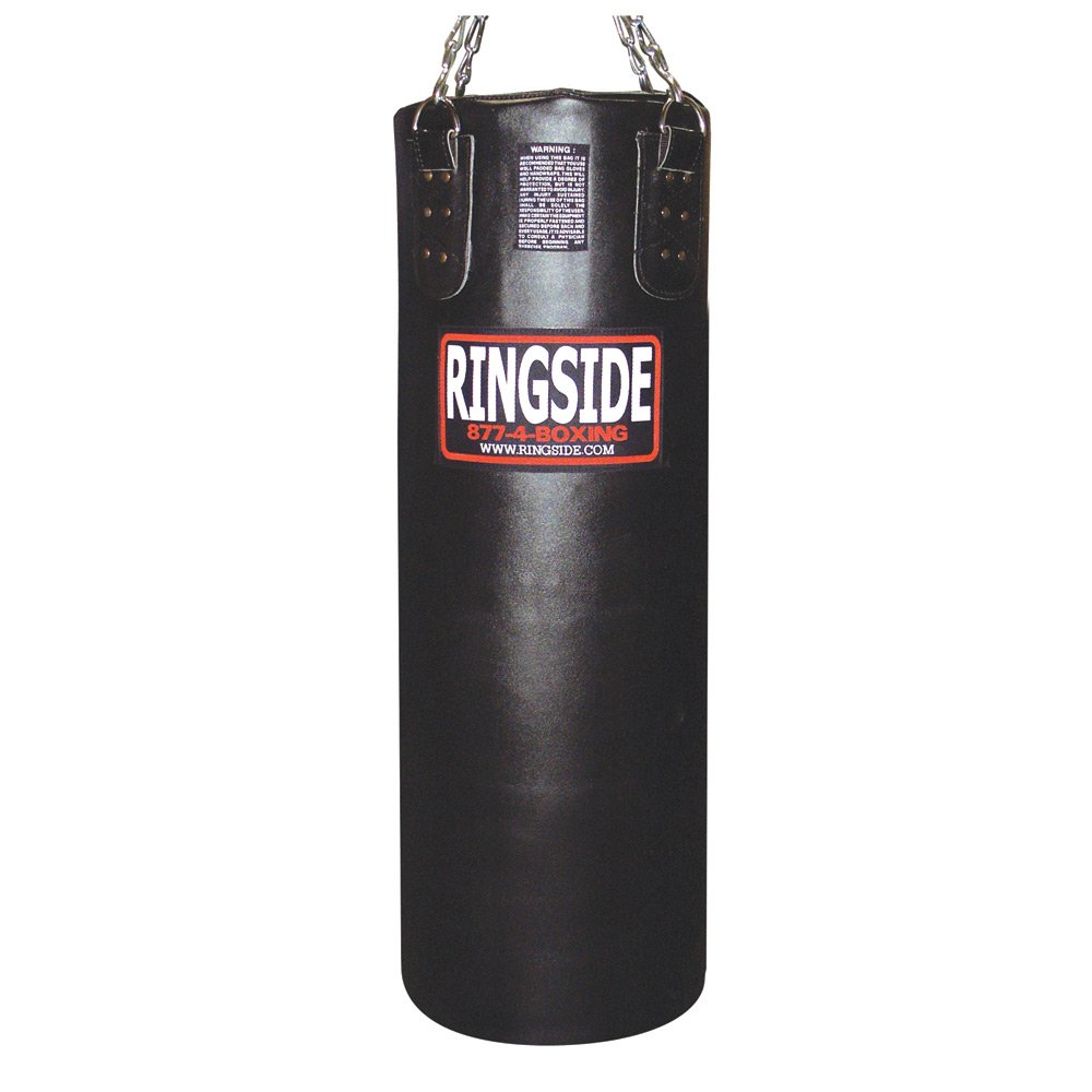 Saco pesado de boxeo de cuero de 65 libras Ringside (relleno), negro