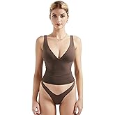 SUUKSESS Women Sexy V Neck V Back Tank Top Summer Sleeveless Going Out Double Lined Basic Tops