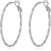 DAILY VIBES Thin Big Gold Hoop Earrings for Women Dainty 925 Sterling Silver Post Loop 14k Gold Plated Diamond-Cut Twisted Large Hypoallergenic Hoop Earrings for Women