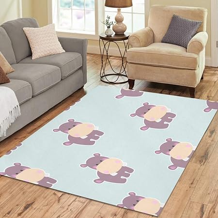 Lixhale Área Colorida Alfombra Feo Animal Hippopotamus Personalizado