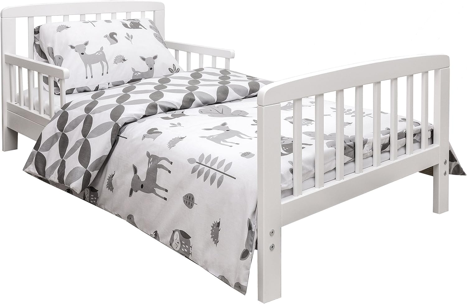 Kinder Valley Toddler Cot Bed Duvet Cover With Pillow Case & Fitted Sheet Set - Woodland Tales Comfortable & Reversible Bedding Set For Your Babies | (120 x 150cm)