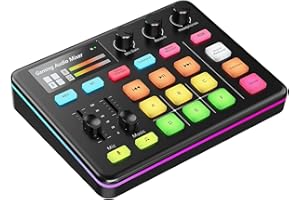 Tangxi Gaming Audio Mixer, RGB Live Sound Card Board with XLR Microphone Interface, Bluetooth, 48V Power, Voice Changer for L