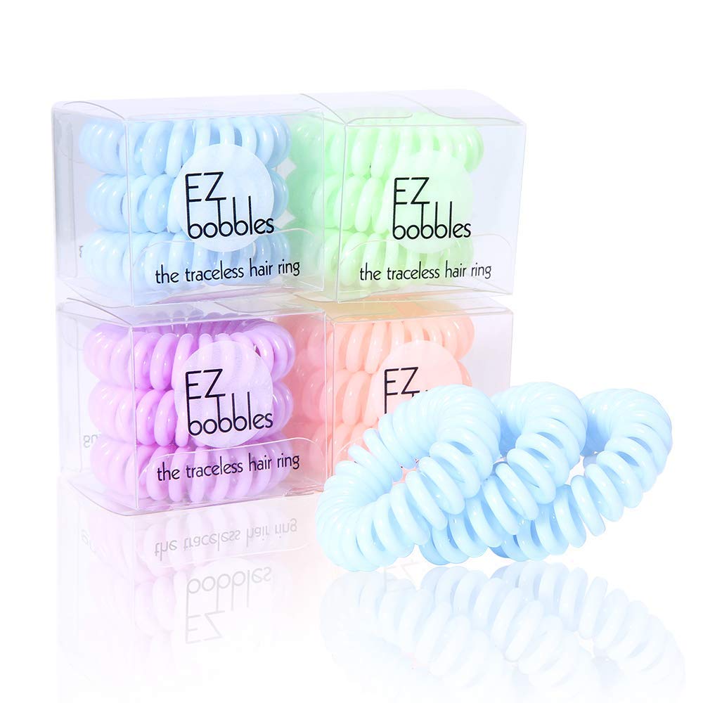 EZbobble 12PCS Spiral Hair Ties No Crease, Coil Hair Ties