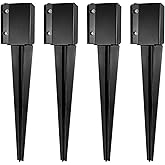 XYADX 24 inch Fence Post Anchor Ground Spike Heavy Duty Metal Black Powder Coated Fence Stakes Post Base, 4x4 Inch (Inner Size 3.6"x3.6"), Pack of 4