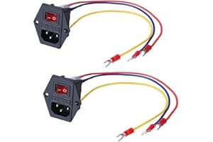 3Dman 15A 250V Rocker Switch On/Off Power Socket Inlet Module Plug 10A Fuse Switch with 18 AWG Wiring 3 Pin - 2pcs