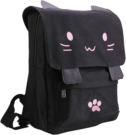 Sprite Beat Cute Canvas Cat Print Backpack School Bag Light