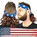 Mullet Headband Wig - Shoot for The Stars, 4th of July Headband, Gag Gifts for Men Blue White