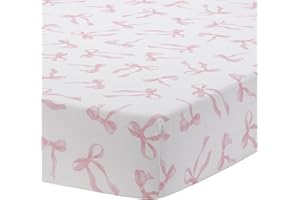 Lambs & Ivy Coquette Bows Aesthetic Pink Cotton Baby Fitted Crib/Toddler Sheet