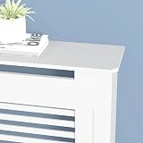 FATIVO High 100cm Radiator Cover MDF White Horizontal Slats view 5