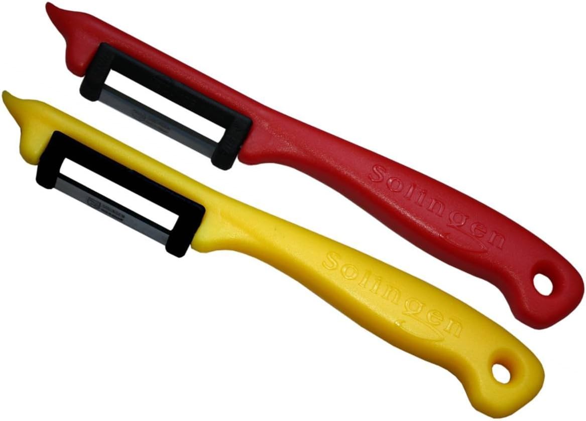 Schwertkrone Sparschäler Kartoffelschäler, 2er Set - Rechts und Linkshänder, bunt gemischt, Solingen Germany - Zufällige Farbe