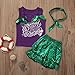 Kid Baby Girl Cute 3pcs Set Headband + Mermaid Ruffle Top Shirt + Mermaid Shorts Clothes Set (90 (2-3Y), Purple and Green)