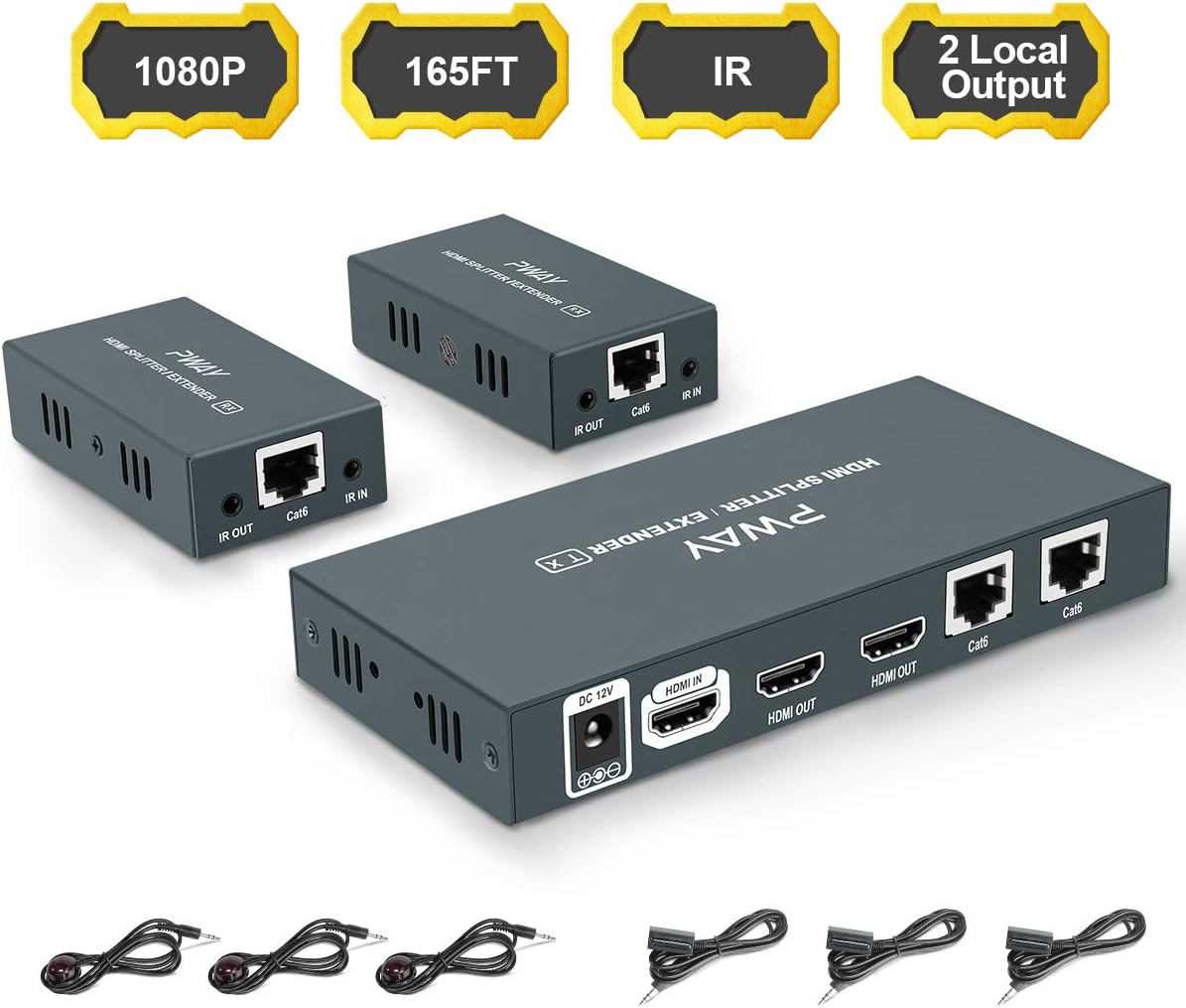 1x2 HDMI Extender Splitter 1080p Over Cat5e/Cat6/Cat7