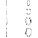 Cuzmly Hoop Earrings Set for Women, Hypoallergenic 14k Gold/Sterling Silver Plated Small Huggie Cartilage Stack Multiple Piercing Hoop Earring for Women Trendy Lightweight Jewelry