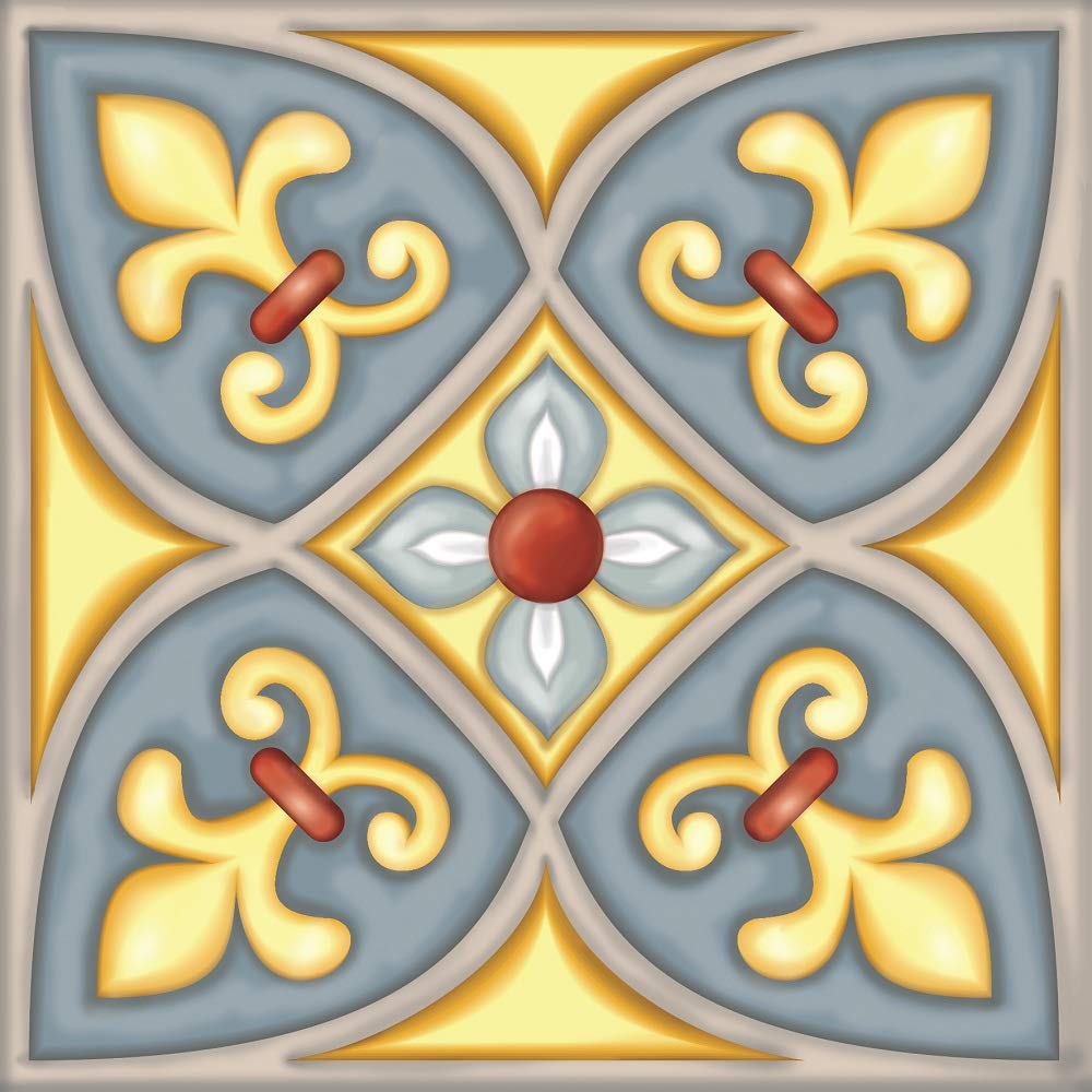 Traditional Spanish Tile transfers Stickers Peel and Stick backsplash Room Decor Wall Art self Adhesive Vintage Victorian Moroccan Mosaic (Spanish 6) Pack of 10