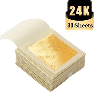 KINNO Edible Gold Leaf Sheets 30 Sheets 1.7