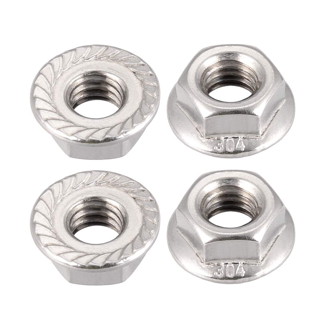 sourcing map 5/16-18 Serrated Flange Hex Lock Nuts, 304 Stainless Steel, 4 Pcs