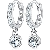Sterling Silver 4-Prong Hoop Earrings for Women, 1ct VVS1 D-color Round Cut Diamond Drop Earrings, Ideal Gift for Her