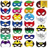 WEEPA Superhero Party Mask, 26 pcs Cosplay Cardboard Masks Party Supplies for Boys and Girls