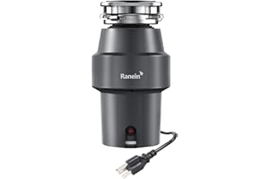 RANEIN Upgraded 1/2 HP Garbage Disposal with Power Cord, Quiet & Powerful Stainless Steel Grinding System, Continuous Feed Kitchen Sink Waste Disposer – DeepCut Series