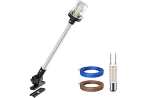 Obcursco Boat Stern Lights LED Anchor Navigation Light, White Fold-Down Bimini Top Light, 3 NM Visibility Marine All-Round St