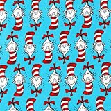 The Cat In The Hat Cat Stripe Turquoise Fabric By The Yard