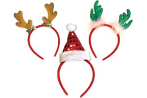 OLYPHAN Headbands for Christmas - Women - Reindeer Antler & Santa Hat Headband Hats - Kids & Adults