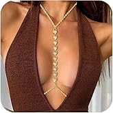 MODRSA Gold Body Chain Jewelry for Women Heart Rhinestone Body Jewelry for Women Sexy Dainty Waist Chain Bra Chains Jewelry Lingerie Summer Bikini Gold Chest Chains Bodychain Trendy Simple