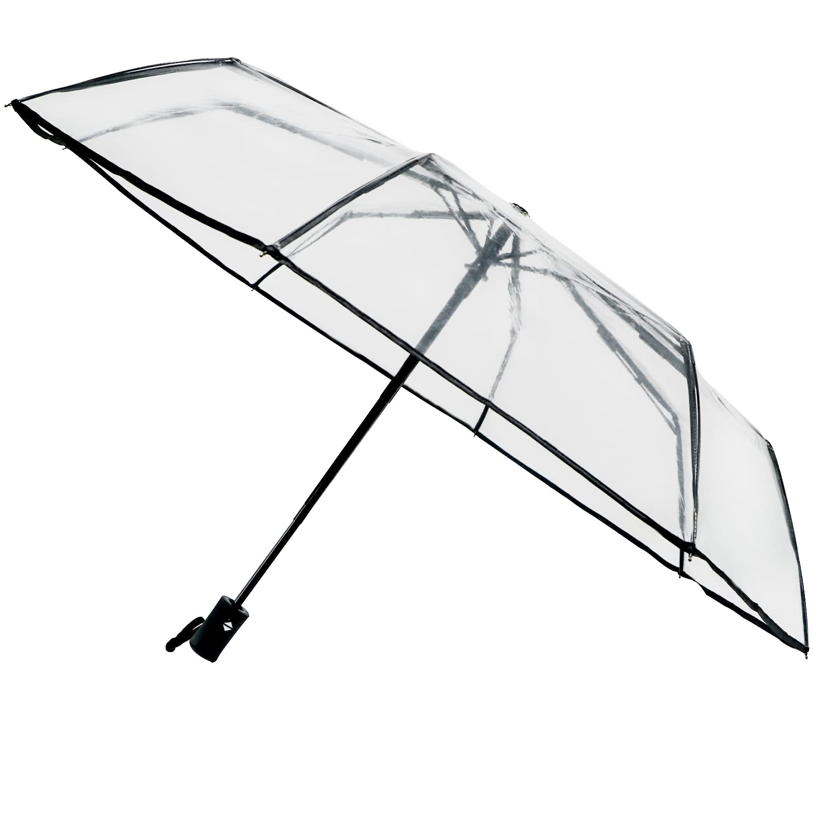 Yanen Full Automatic Folding Transparent Clear Auto Open Travel Umbrella for Women Girls 8 ribs (Clear)