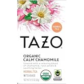TAZO Calm Chamomile Herbal Tea Bags, Caffeine Free Blend, 16 Total Tea Bags | Chamomile Herbal Tea with Hibiscus, Spearmint, Rose Petals, Lemongrass and Peppermint - Caffeine Free for a Relaxing Bedtime