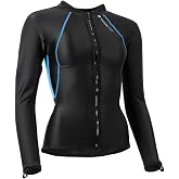 Sharkskin Women&rsquo;s Robust Chillproof Long Sleeve Full Zip Shirt for Scuba Diving and Water Sports, Black/Pink