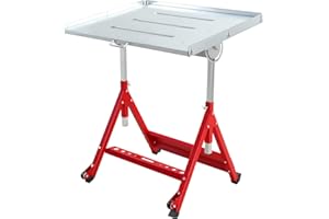 OUKIDR Welding Table, 31'' x 23'' Steel Welding Table Adjustable Angle & Height, Portable Welding Table with Wheels and Retractable Edge Guides