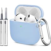 Woyinger Silicone Case for AirPods 5 and 4 with Cleaner Kit, Sky Blue | Soft silicone cover with keychain and cleaner kit, compatible with AirPods 5 and 4 for daily scratch and bump protection